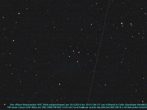 NGC 2664 - ein offener Sternhaufen im Krebs (Cancer)