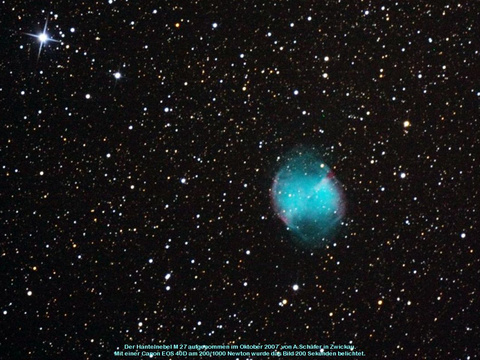 Messier 27 - der Hantelnebel im Füchschen (Vulpecula)
