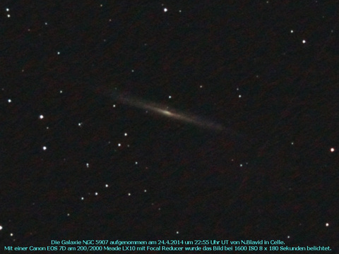 NGC 5907 - Spiralgalaxie im Drachen (Draco)