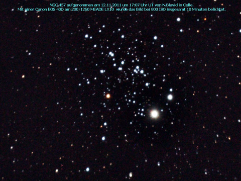 NGC 457 - der Eulen(-stern)haufen in der Cassiopeia