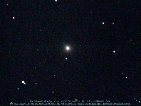 Messier 89 - elliptische Galaxie in der Jungfrau (Virgo)