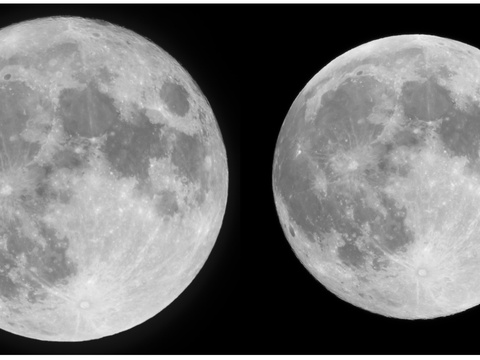 Vollmond — Vollmond im Perigäum und (annäherndem)Apogäum, Canon 80D, Sigma 150-600 bei 600mm mit 1,4-fach Konverter, 14.11.2016 und 27.6.2018, Matthias