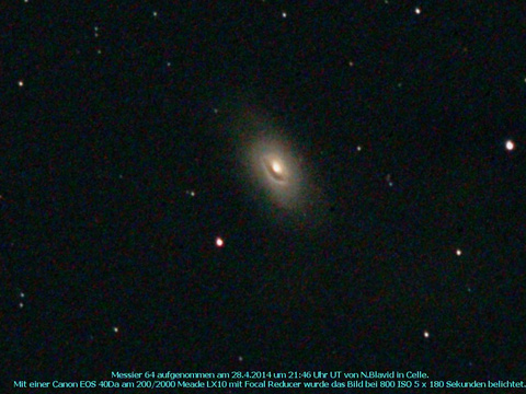 Messier 64 - die Blackeye-Galaxie im Haar der Berenike (Coma Berenices)