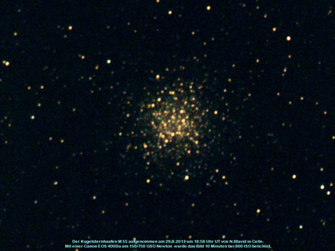 Messier 55 - Kugelsternhaufen im Schützen (Sagittarius)