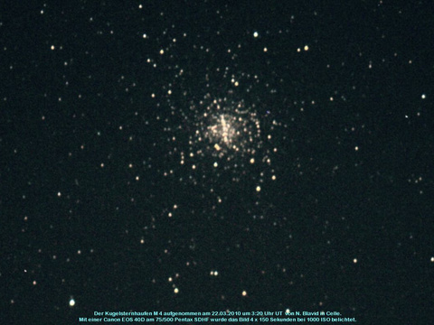 Messier 4 - Kugelsternhaufen im Skorpion (Scorpion)