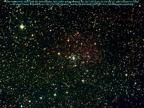 NGC 6823 - ein offener Sternhaufen mit Emissionsnebel (NGC 6820) im Füchschen (Vulpecula)