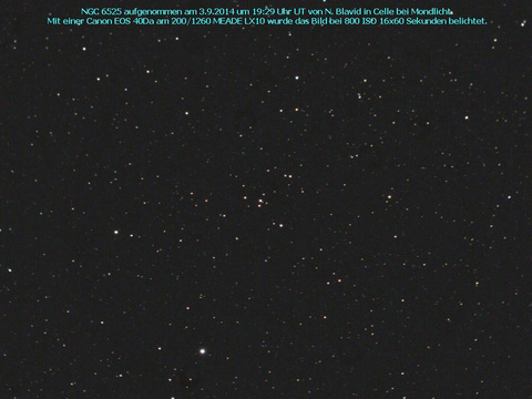 NGC 6525 - ein offener Sternhaufen im Schlangenträger (Ophiuchus)