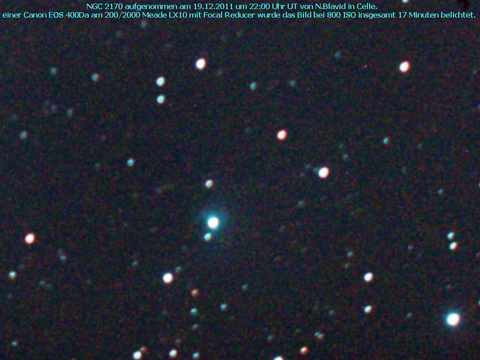 NGC 2163 - ein Reflexionsnebel im Einhorn (Monoceros)