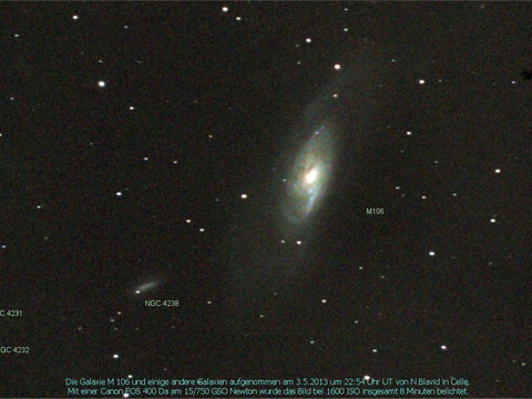 Messier 106 - Spiralgalaxie in den Jagdhunden (Canes Venatici)
