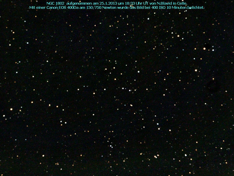 NGC 1802 - ein offener Sternhaufen im Stier (Taurus)