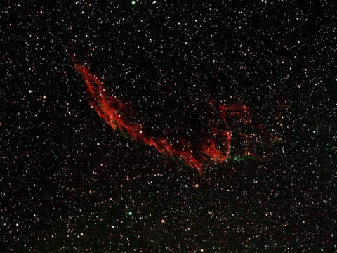 NGC 6995 — Aufgenommen von Niels am 16.10.2016 (Vollmond) mit dem Pentax 75/500 SDHF, der Canon 40Da und CLS Filter. 25 x 120 Sekunden bei 800 ISO belichtet plus Darks und Flats. Kein Guiding.