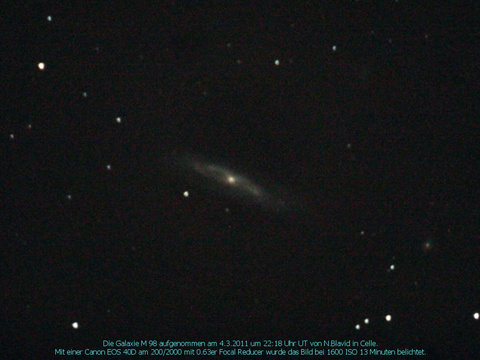 Messier 98 - Spiralgalaxie im Haar der Berenike (Coma Berenices)
