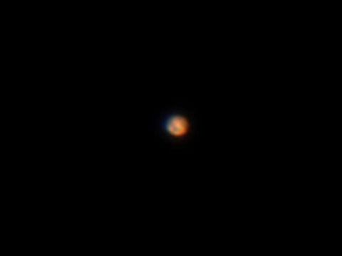 Mars — aufgenommen am 1.11.2015 ca. 5 Uhr mit der neuen ALccd5L-IIc Kamera der Sternwarte und einem 10" f6,7 Dobson und 2fach Barlow / leider sehr klein aber als Test OK