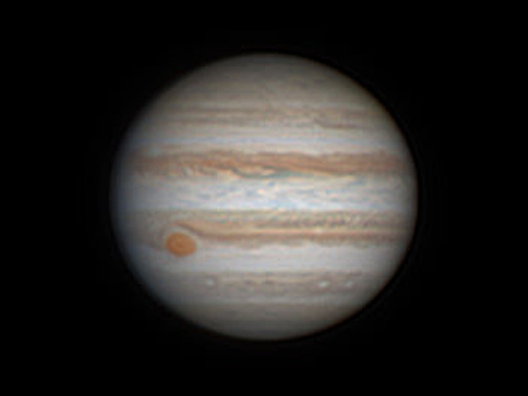 Jupiter — Planet Jupiter, aufgenommen bei recht wenig Luftunruhe am 21. April 2016 von Robert in Obercrinitz.Autor: RobertLizenz: CC BY-NC-ND 4.0
