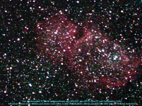 Der Seelennebel - ein Emissionsnebel und mehrere offene Sternhaufen in der Cassiopeia