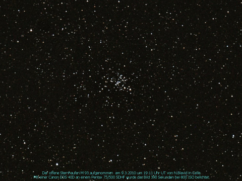 Messier 93 - offener Sternhaufen im Achterdeck (Puppis)