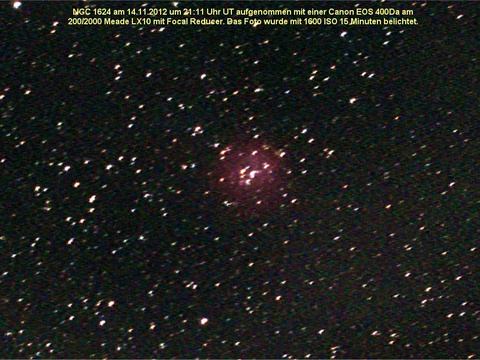 NGC 1624 - ein Emissionsnebel und offener Sternhaufen im Perseus